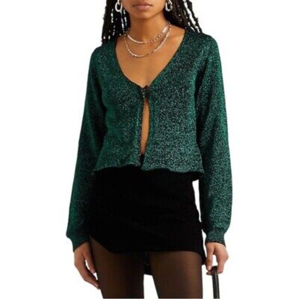 Emmaline Metallic Green Cardigan Size Small